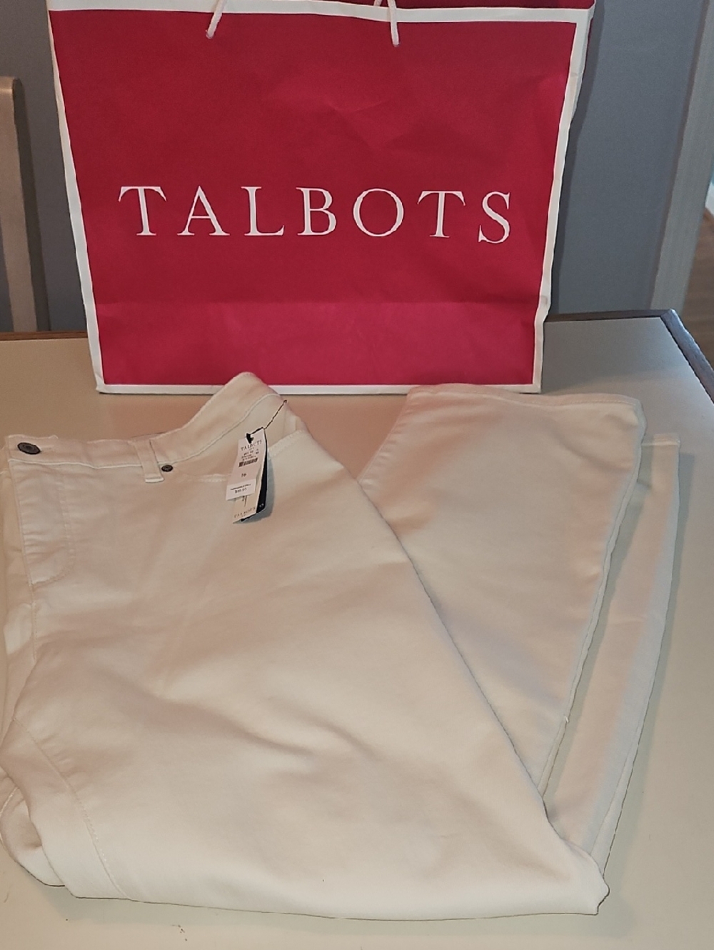 Talbots Cream Straight-Leg Jeans NWT